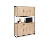 Buffet de cuisine 120 CM DETROIT meuble 6 portes design industriel + tiroir