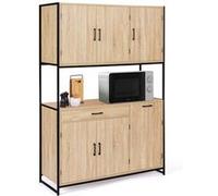 IDMarket – Buffet de cuisine DETROIT 120 cm 6 portes design industriel + tiroir