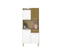 Buffet de Cuisine 4 Portes 1 Tiroir Chêne et Blanc L 73.6 H 175.7 P 36.3 cm - L 73.6 x l 36.3 x H 175.7 cm