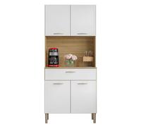 Buffet de Cuisine 4 Portes 1 Tiroir Chêne et Blanc L 74.5 H 170.5 P 36.3 cm