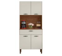 Buffet de Cuisine 4 Portes 1 Tiroir Noyer et Blanc Largeur 74.5 cm - L 74.5 x l 36.3 x H 170.5 cm