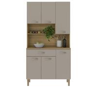 Buffet de Cuisine 6 Portes 1 Tiroir Chêne Taupe 7 Niches L 90.9 H173.5 P 36.3 cm - L 90.9 x l 36.3 x H 173.5 cm