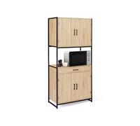 IDMarket - Buffet de cuisine 80 CM DETROIT meuble 4 portes design industriel + tiroir