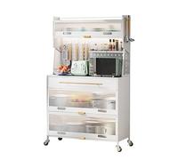 Buffet de cuisine, armoire de buffet, pour salle à manger et cuisine, buffet de cuisine, semi-ouvert, avec plan de travail et tiroir, armoire de cuisine avec portes, armoire haute avec 4 crochets et 1