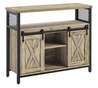 Buffet de Cuisine, avec 2 Portes Coulissantes, 33 x 100 x 80 cm, Étagères Réglables, pour Salon, Marron Turquoise et Noir d'Encre