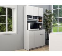 Buffet de cuisine avec 6 portes, 1 tiroir et 5 niches - Blanc - NIZALI