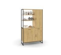 IDMarket - Buffet de Cuisine avec Colonne de Rangement 100 CM Detroit 3 Portes + tiroir Design Industriel