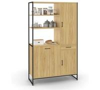 Buffet de cuisine avec colonne de rangement 100 CM DETROIT 3 portes + tiroir design industriel