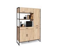 Buffet de cuisine avec colonne de rangement 120 CM DETROIT 6 portes + tiroir design industriel