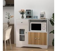 Buffet de Cuisine avec Station de Charge, 2 Prises CA, 2 Ports USB,Meuble de Rangement, Placard de Salle à Manger avec 3 Portes et Tiroirs Armoire de Rangement pour Cuisine,Salon 80x40x83cm
