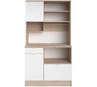 Buffet de cuisine - BECOOL - 100,2 x 185,7 x 45,3 cm - Chêne / Blanc - PARISOT