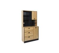 - Buffet de cuisine Chef - Hauteur 169 cm - Bois et Noir