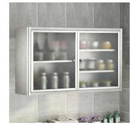 Buffet de Cuisine d'armoire Utilitaire Flottante, Armoire de Rangement Robuste en Acier Inoxydable avec Porte en Verre, Organisateur d'épices d'armoire de Garde-Manger de Nourriture de Placard