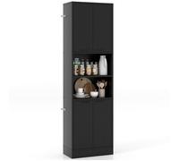 Buffet de Cuisine de 190 cm de Haut - COSTWAY - Portes et Etagères - Charnières de Sécurité - Kits Anti-basculement - Noir