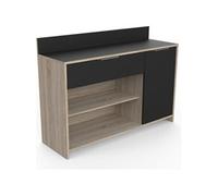 Buffet de cuisine Décor chene brut et Contemporain 1 porte MIKE L 123 cm Noir