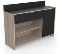 Buffet de cuisine Décor chene brut et Contemporain 1 porte MIKE L 123 cm Noir Noir G