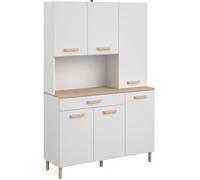 Buffet de cuisine - ESSENTIEL 2 - 120,1 x 40,3 x 182,6 cm - Blanc / Chêne - PARISOT