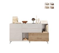 Buffet de cuisine et salon 2 portes 2 tiroirs bois blanc 181x42x94cm Kamie