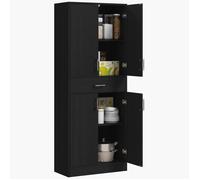 HOMCOM Buffet de Cuisine Armoire de Cuisine Buffet Haut 2 étagères réglables 4 Portes 2 placards et 1 tiroir Central Hauteur 180 cm Noir