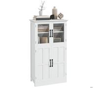 Buffet de cuisine HOMCOM armoire multi-rangements 2 placards, portes en verre, 4 étagères en bois blanc