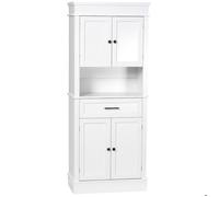 HOMCOM Armoire de Cuisine Buffet Cuisine vaisselier Meuble de Rangement Style Moderne avec placards, étagères réglables, tiroir, et Niche, pour Salle à Manger, Salon, 74 x 39,5 x 183 cm, Blanc