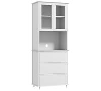 HOMCOM Buffet de Cuisine Meuble de Rangement Placard 2 Portes 3 tiroirs et Niche Centrale dim. 68L x 38l x 172H cm en Bois Blanc