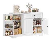 HOMCOM Buffet Cuisine, Meuble de Rangement avec Tiroir, 3 Portes à Fermeture Douce, Racks-Porte et Étagères Réglables, Meuble TV Jusqu'à 55 Pouces, pour Salon et Salle à Manger, 110x40x80cm, Blanc