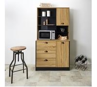 The Home Deco Factory – Buffet de cuisine Chef en bois élégant Noir et Marron