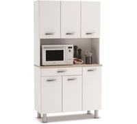 Buffet de cuisine - meuble de cuisine coloris Acacia-blanc mat - 101 x 185,3 x 42,3 cm