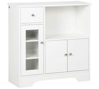 HOMCOM Buffet de cuisine moderne avec porte en verre, tiroir, grande niche et étagères réglables 80 x 30 x 82 cm blanc
