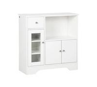 HOMCOM Buffet de cuisine moderne avec porte en verre, tiroir, grande niche et étagères réglables 80 x 30 x 82 cm blanc