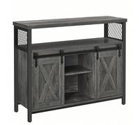 Buffet De Cuisine, Portes De Grange Voulissantes, Style Iidustriel, Gris Anthracite Et Noir Multicolore