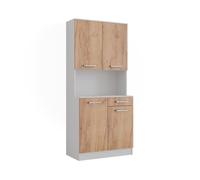 buffet de cuisine Raul 83.6x188.5cm avec 4 portes & 1 tiroir Chêne blanc/force de l'or Vicco