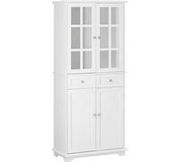 SoBuy Buffet Haut de Cuisine et Salle à Manger avec 4 Portes et 2 Tiroirs, Meuble Vitrine Rangement, 75 x 40 x 175 cm, Blanc