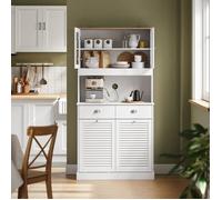 Buffet de Cuisine SoBuy FSB101-W - 3 Portes 2 Tiroirs, Meuble de Rangement Multi-rangements, 92 x 40 x 180 cm, Blanc