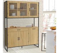 Buffet De Cuisine Vitré 120 Cm Detroit Meuble Vaisselier 6 Portes Design Industriel + Tiroir
