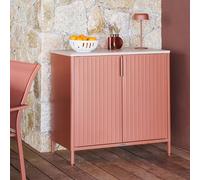 Buffet de jardin IRONIA Acajou 90 x 45 86 cm - Acier galvanisé, Traitement antirouille renforcé Hespéride