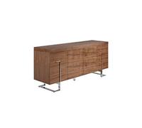 Buffet de noyer et acier chromé 3221C, 180 x 51 x 81 cm. -