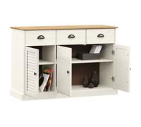 Buffet de Rangement CLARENCE® - Montage simple - Buffet bahut/Armoire de Cuisine - avec tiroirs VIGO 113x40x75 cm blanc - bois massi