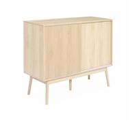 Buffet de rangement décor bois. 2 portes coulissantes. buffet haut. vaisselier. L 115 x l 39.5 x H 90cm - Linear