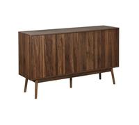 Buffet de rangement décor bois bois foncé. Linear. deux portes. deux étagères. buffet haut. vaisselier. L 150 x P 39.5 x H 90cm