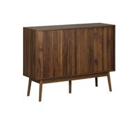 Buffet de rangement décor bois de noyer. 2 portes coulissantes. buffet haut. vaisselier. L 115 x l 39.5 x H 90cm - Linear