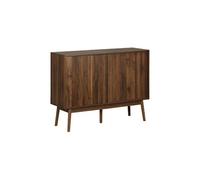 Alice's Home - Buffet de Rangement décor Bois de Noyer. 2 Portes coulissantes. Buffet Haut. vaisselier. L 115 x l 39.5 x H 90cm - Linear