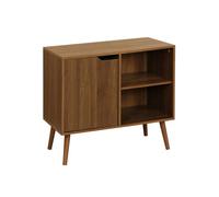 sweeek - Buffet de Rangement Effet Bois de Noyer 1 Porte. 2 étagères. Buffet Bas. 80cm