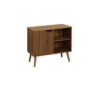 sweeek - Buffet de Rangement Effet Bois de Noyer 1 Porte. 2 étagères. Buffet Bas. 80cm