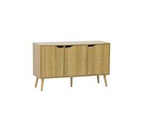 sweeek | Buffet de rangement effet frêne 3 portes et 3 étagères buffet bas 120cm Effet frêne