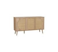 Buffet scandinave décor bois et cannage arrondi 3 portes 120cm Eva
