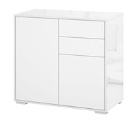 Commode buffet meuble de rangement 2 tiroirs 2 portes avec étagère 79 x 36 x 74 cm blanc Blanc G