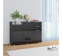 Buffet de Rangement Moderne Noir Brillant 107x35x80,5 cm avec 3 Portes et 2 Tiroirs, Meuble TV Salon, Commode Élégante pour Séjour Chambre, Design Contemporain et Grand Espace de Stockage
