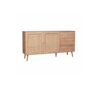 | Buffet de rangement naturel en cannage 2 portes 3 tiroirs buffet bas L150 x l39 x H79cm - Bohème